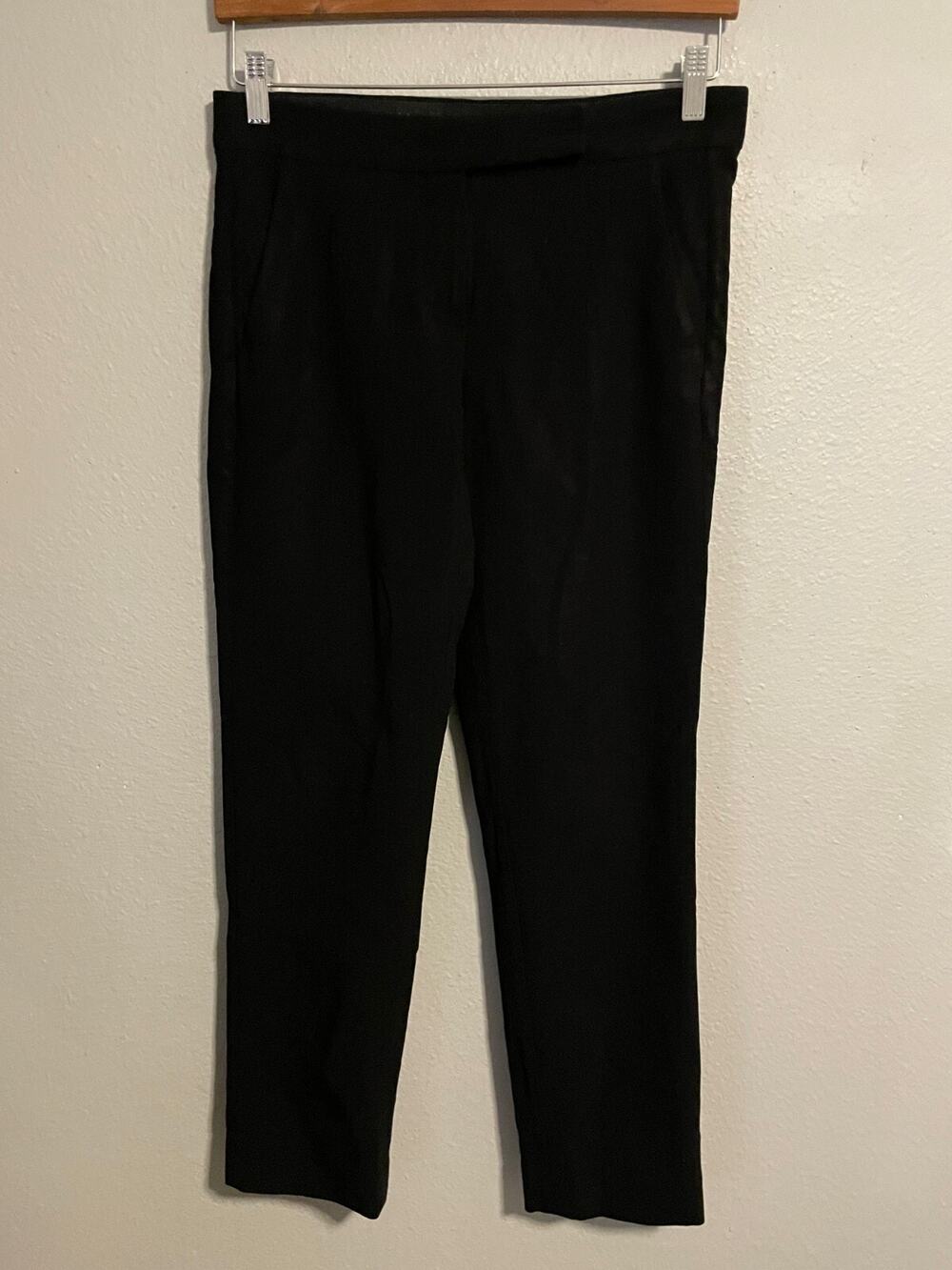 Max Mara Womens Trouser Pants Size 2 Black Wool Blend Tapered Leg Career